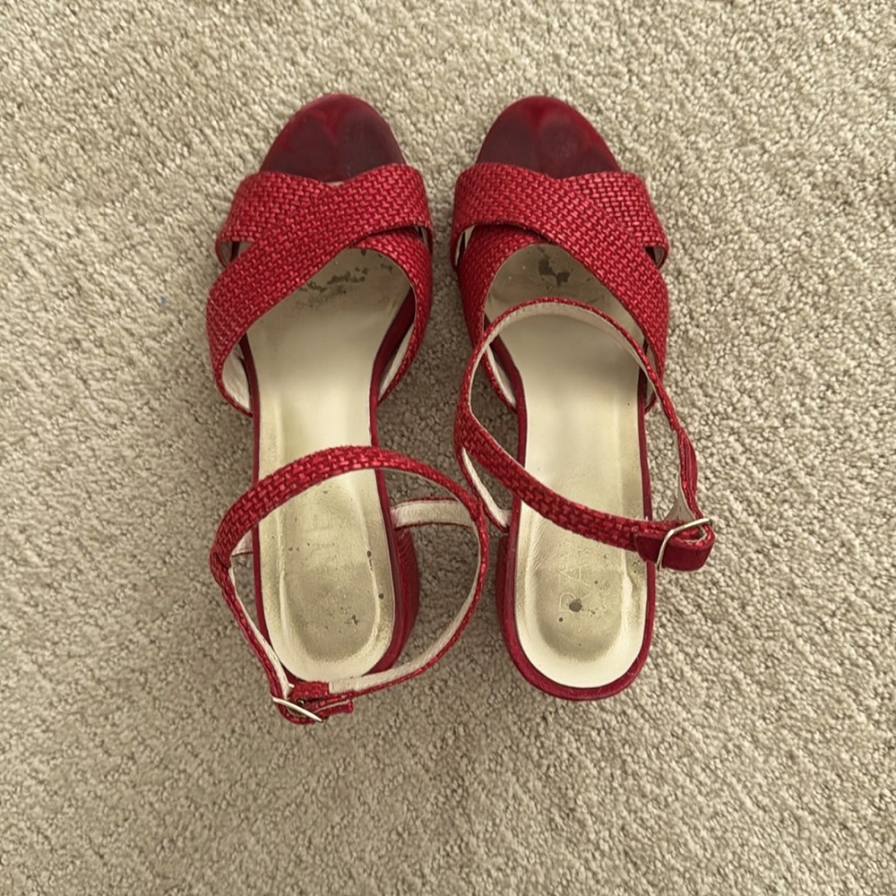 Pink block heel